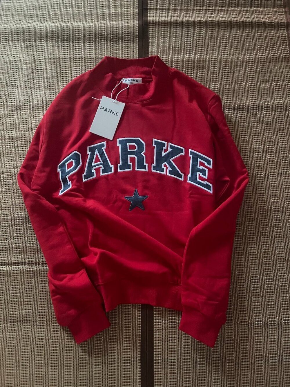 Parke Oversized Mock Neck Graphic Pullover Sweater